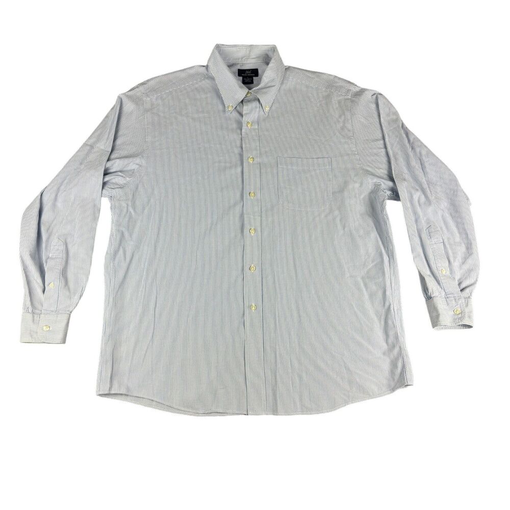 Brooks Brothers 346 Dress Shirt Mens Large Blue Long Sleeve Button Down Striped